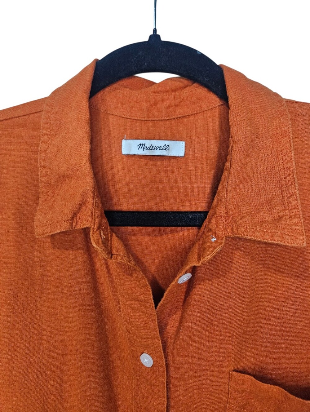 Madewell The Linen-Blend Oversized Shirt in burnt orange XL - Picture 5 of 15